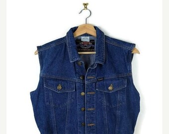 ON SALE Vintage Blue Denim Sleeveless Blouse/Vest from 90's