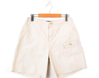 Vintage 90s Structure Women's Ivory High Waist Cotton Shorts