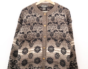 Vintage 80s Égalité Women’s Wool Knit Cardigan -Made in England