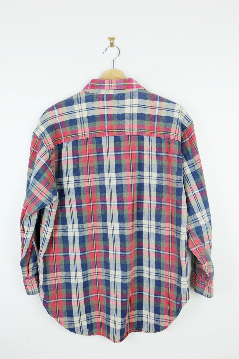 ON SALE Vintage Red tartan PlaidChecked Long sleeve Cotton Blouse from 80/'s