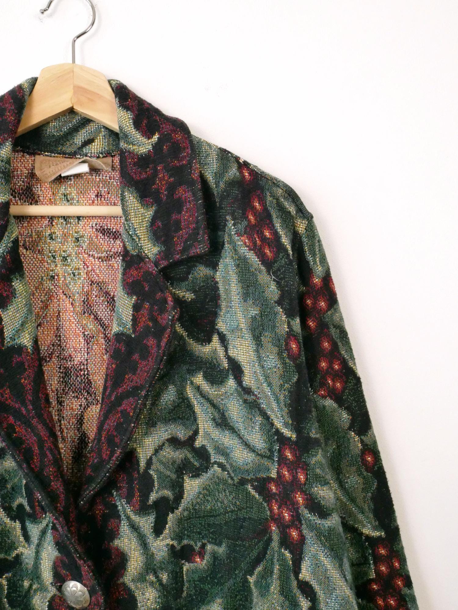美品 USA製 Painted Pony♡花柄 ゴブランジャケット M 大きめ Vintage Painted Pony USA Women's Large Tapestry Jacket Art To Wear