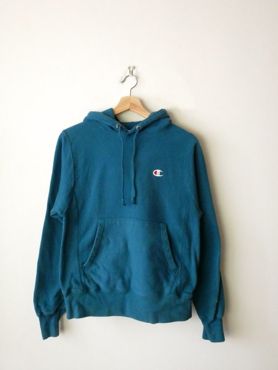 Women s Champion reverse weave Hooded Sweatshirt Hoodie XS Teal Blue