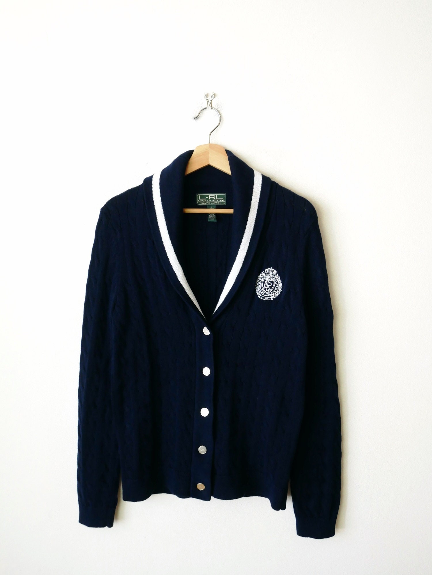 Lauren ralph Lauren Navy Blue Shawl Collared Sweater Cardigan