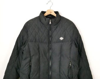 Harley-Davidson Women’s Black Quilted Zip Jacket-Y2K