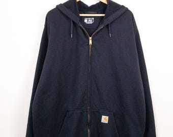 Sudadera con capucha y cremallera completa Carhartt de corte holgado azul marino oscuro para hombre, talla L