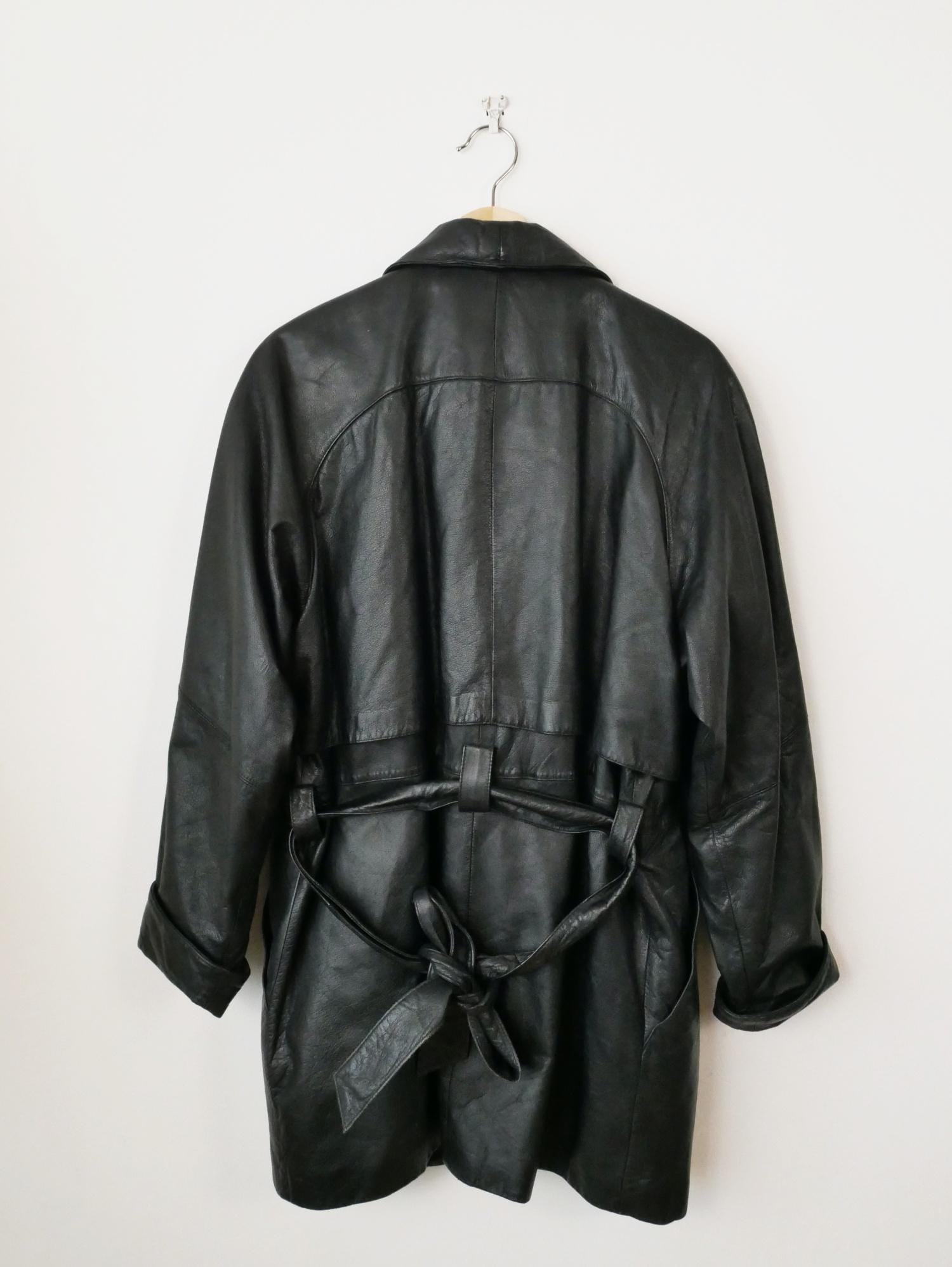 Vintage 90s Wilsons Women's Black Soft Leather Belted Coat/leather