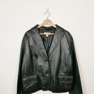Women&#39;s Black Leather Blazer Jacket/Leather Tailored Jacket