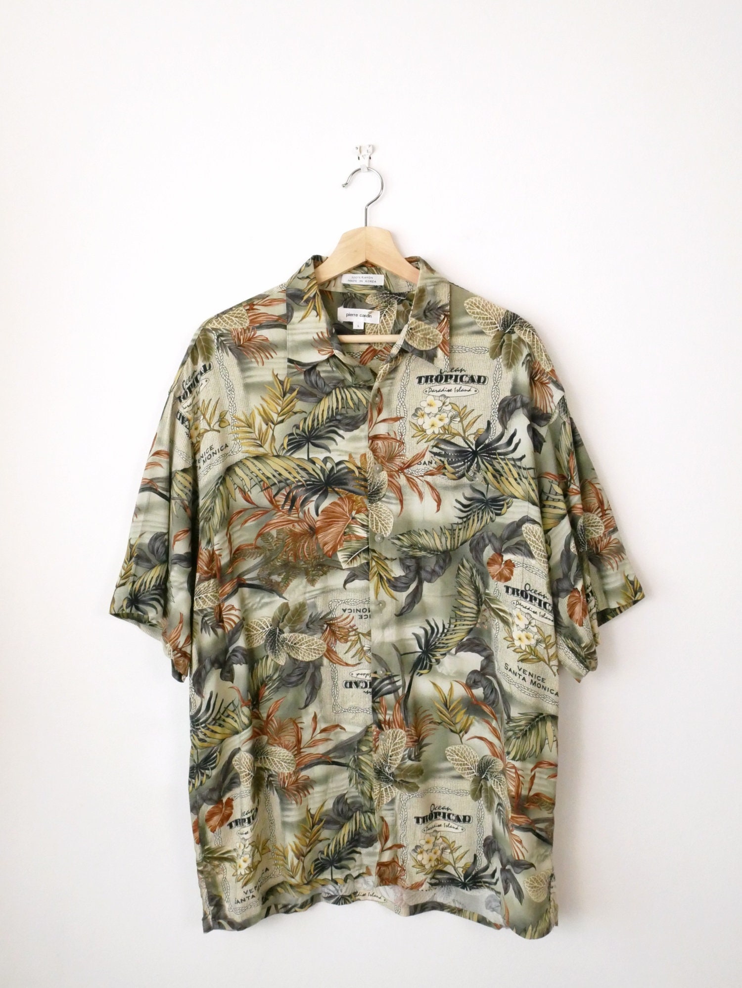 Vintage Pierre Cardin Hawaï chemise homme taille XL coton boutonné - France