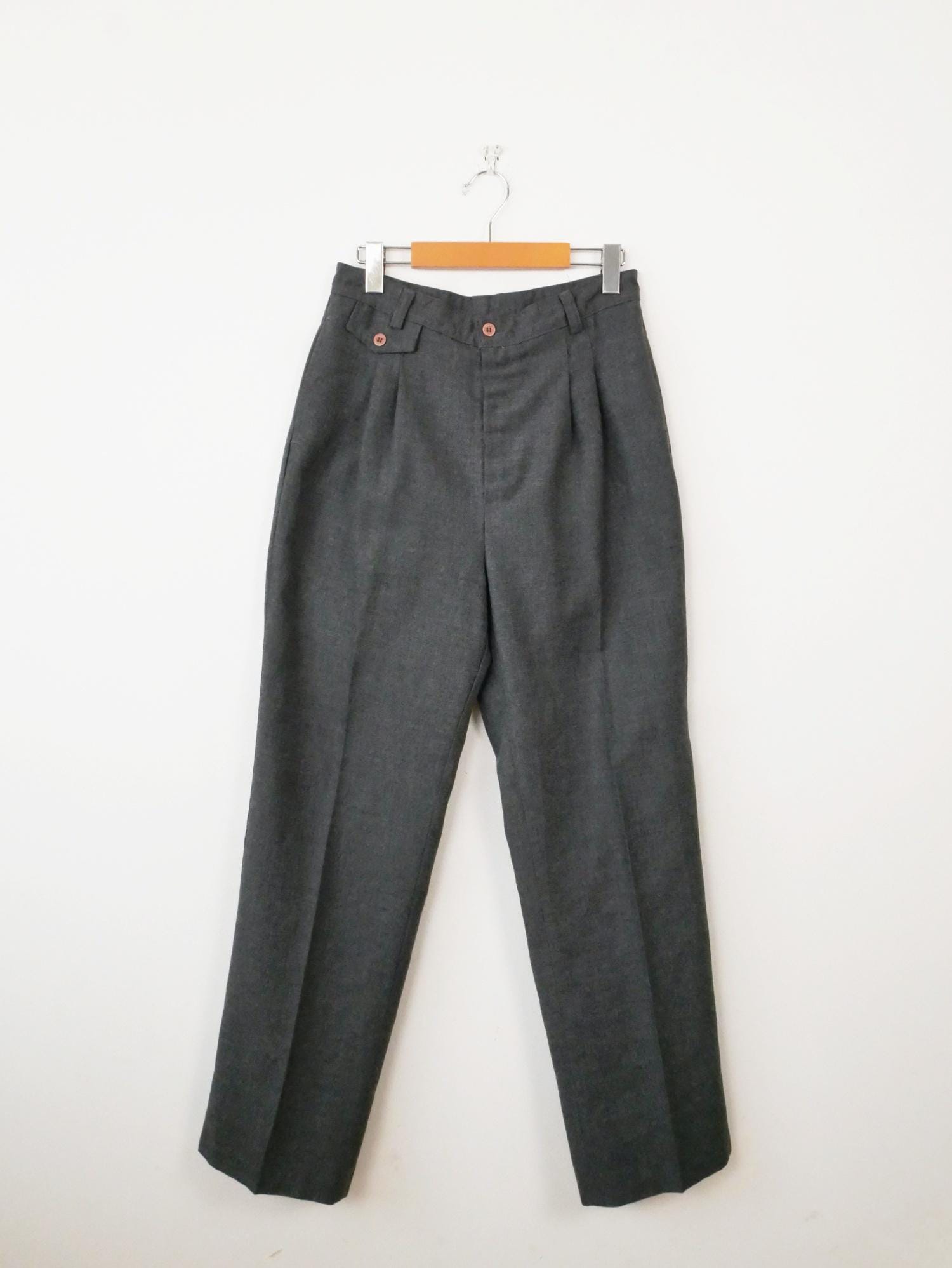 Vintage 80s Women's Grey High Waist Pleated Pants/slack/w28