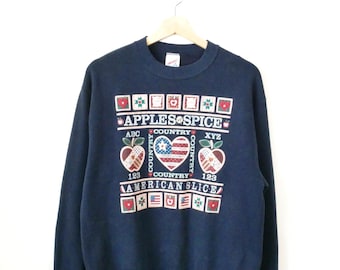 Vintage Jerzees Women's Navy Americana Graphic Sweatshirt