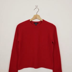 Damski sweter z okrągłym dekoltem Land's End Red Pure Cashmere/Lekki sweter