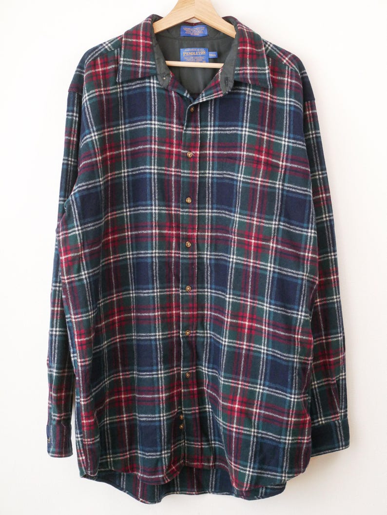 Vintage 90s Pendleton Men’s Plaid Wool Flannel Shirt Jacket