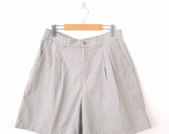 Vintage Lee check High Waisted Cotton Shorts/Pleated Shorts/W31