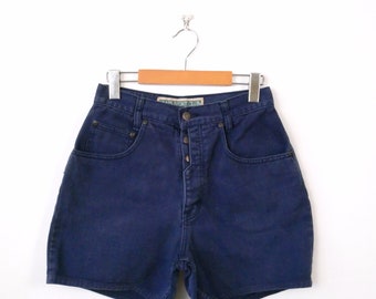 Vintage short en jean bleu marine taille haute/short en jean des années 90/W26