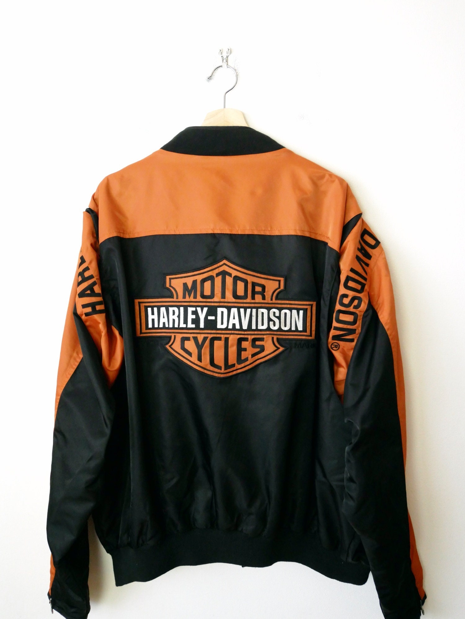 Black and shop orange harley jacket