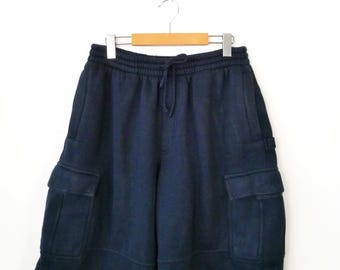 Y2K Mens Navy Blue Cargo Sweat Shorts