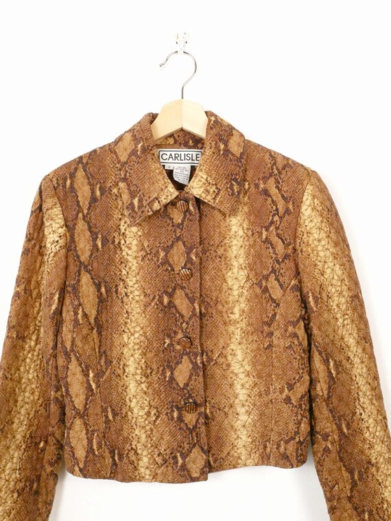 Vintage 90s Python Pattern button down quilt Jack… - image 2
