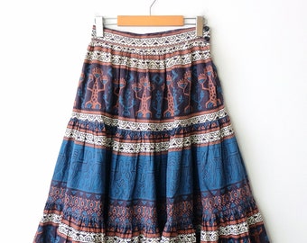 Vintage Aztec/Ethnic Inspired pattern Cotton tiered Skirt/W24