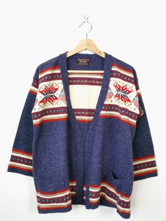 Vintage 1980s Mademoiselle Knitwear Women's Fair Isle Cardigan