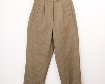 Pantalones plisados de cintura alta para mujer, estilo vintage de los años 90, de Canvasbacks, color verde oliva