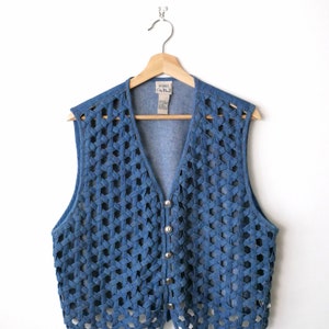 Vintage Denim Crochet Cotton Vest/Women's Vest