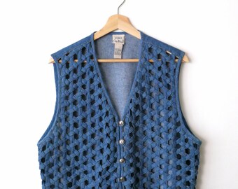 Vintage Denim Crochet Cotton Vest/Women's Vest