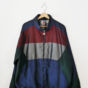 Vintage Men&#39;s Colorblocked Zip up Windbreaker Jacket/Shelljacket