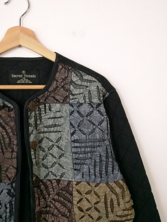 Vintage Sacred Threads Black/Patchwork Quilted Bu… - image 5