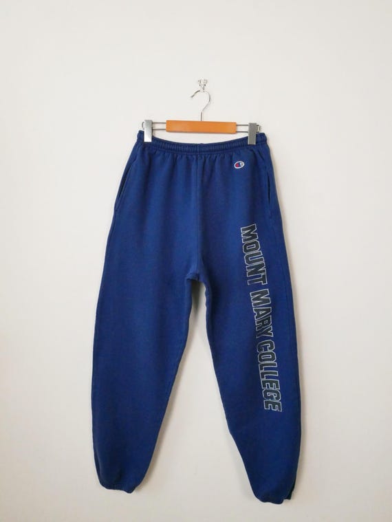 Pantaloni della tuta blu vintage Champion Mount Mary College, anni