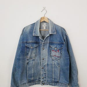 Vintage 90er Jahre Distressed Herren Jeansjacke/Jeanjacke