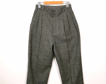 Vintage Gray/Black/Brown Check High waist tapered Pants/Slacks/W27