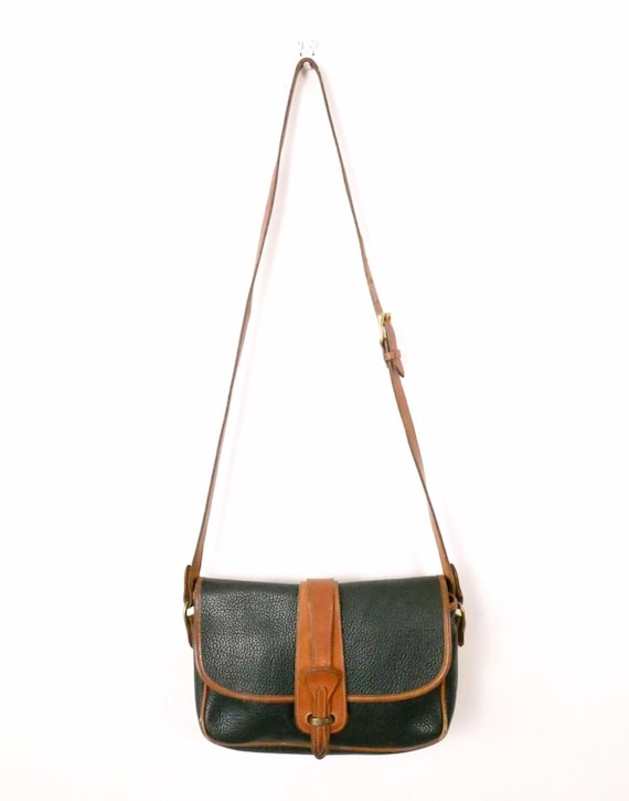 90s Dooney and Bourke black brown all weather leather crossbody bag made in USA