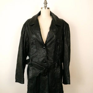 Vintage Excelled veste en cuir souple noire à ceinture/veste blazer pour femme