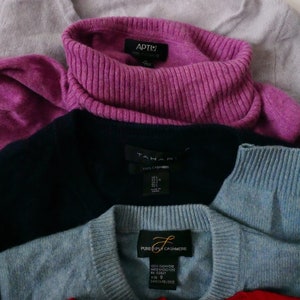 Lot of 5 Cashmere Sweaters for Craft Cutter/Upcycled Sweaters/DIY/Black/Mix/Green/Blue image 2