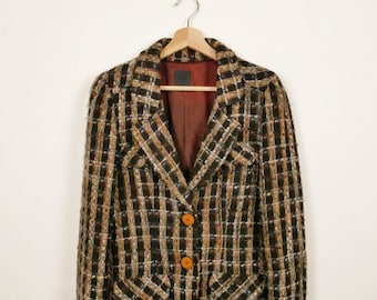 Anna Sui Brown/Tan Tweed Wool Jacket/Blazer/AS IS