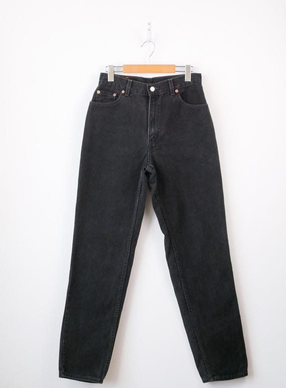 90s Levi's 550 Women's Black Relaxed Fit Tapered Mom Jeans Made in USA