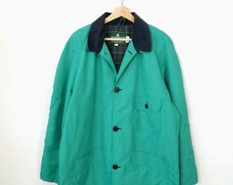 Cappotto da uomo vintage Jackeroos anni '90 in velluto a coste verde