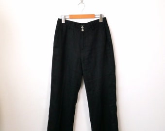 Lauren/Ralph Lauren Black Linen Pants/Slacks/Straight Leg/W28