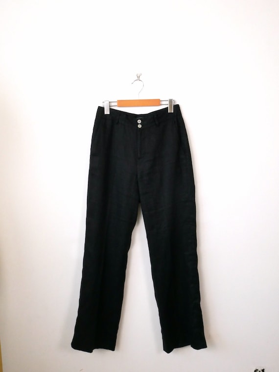Lauren Ralph Lauren Black Linen Pants Slacks Straight Leg W28