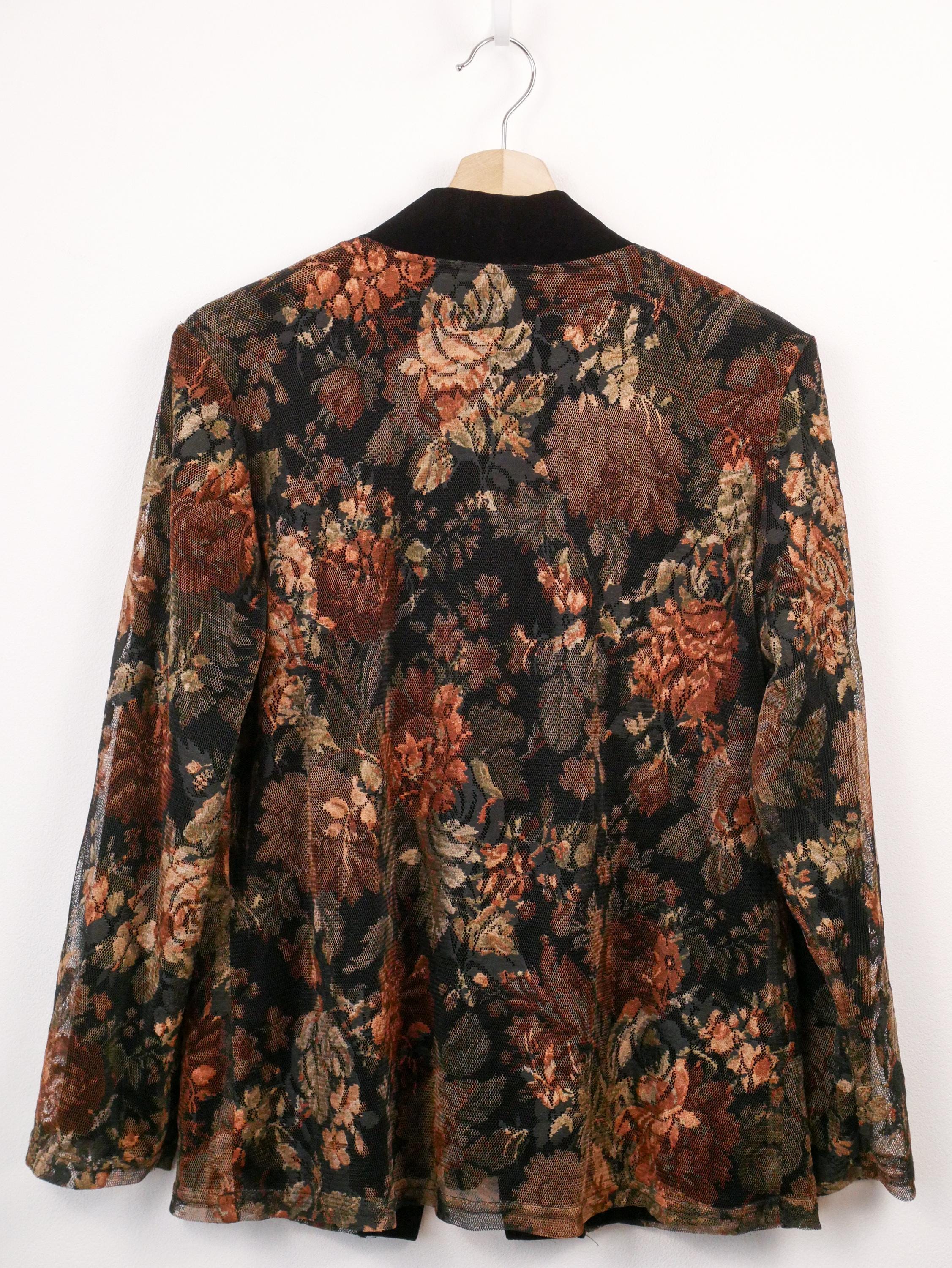 Vintage Coldwater Creek Women's Floral Velvet Jacket Made in USA