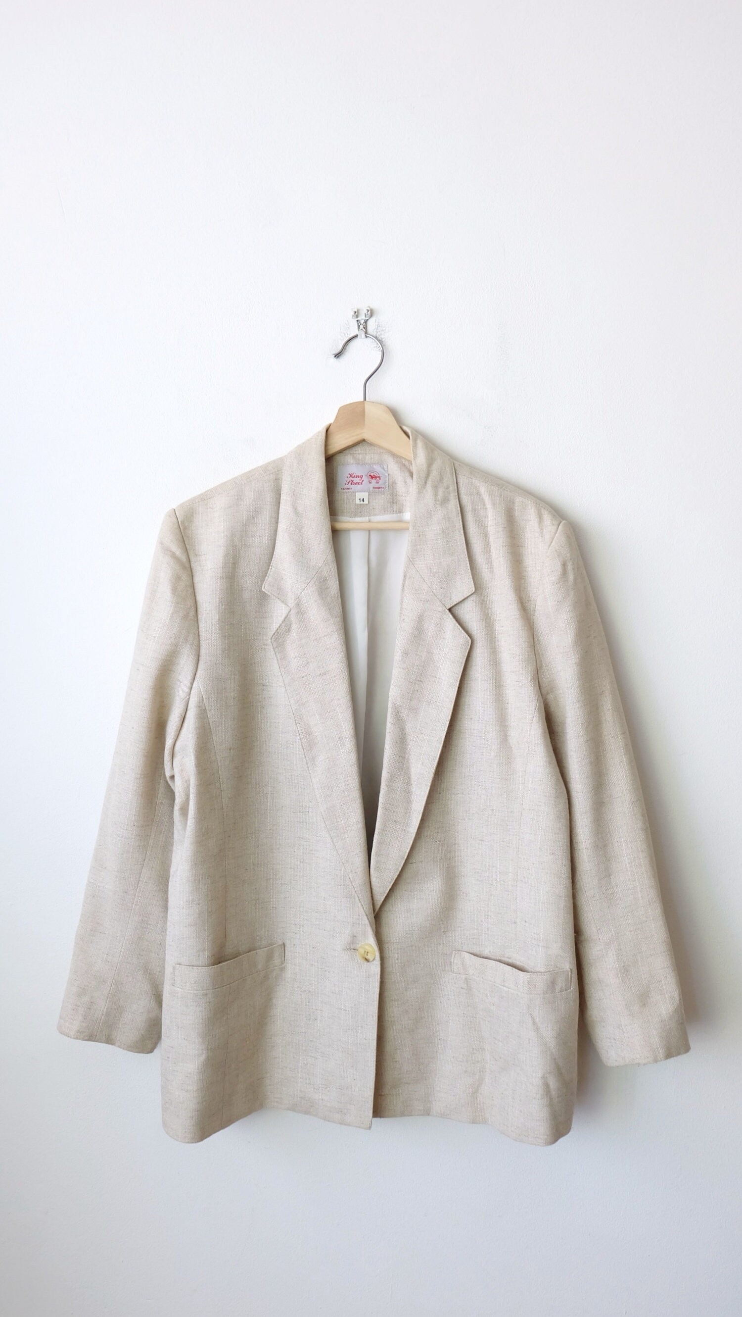Vintage Women's Ecru/ivory Tailored Jacket/boxy Blazer