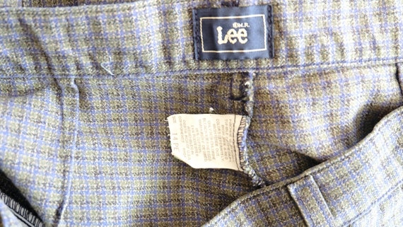 Vintage Lee Blue/grey Check High Waist Cotton Blends Tapered Pants 