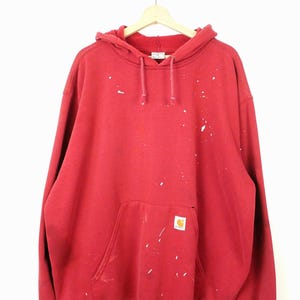Carhartt Distressed Men's Red Paint Splatter Hoodie 2XL Bild 2