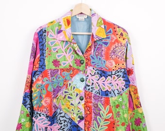 90s Minnie’s Closet Women's Multicolor Patchwork Floral Jacket