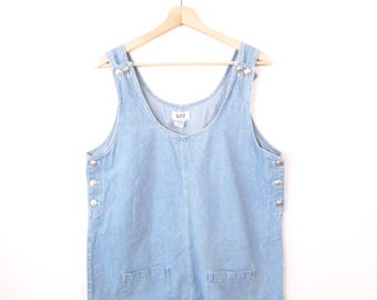 Vestido tipo jersey/delantal/vestido de mercado de mezclilla de lavado claro para mujer de los años 90