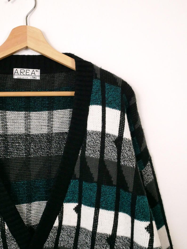 Vintage Men's Geometric Acrylic Sweater Cardigan/jumper/unisex Etsy