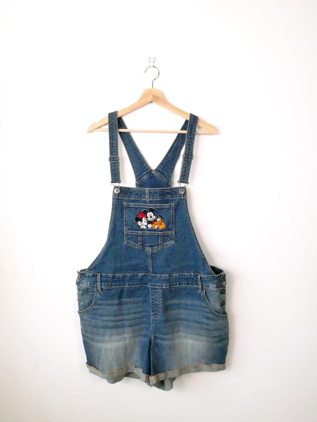 Mickey Mouse Embroidered Denim Shortalls/walt Disney/women's 18 - Etsy