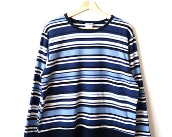 Women's Striped Long Sleeve Ribbed Top
