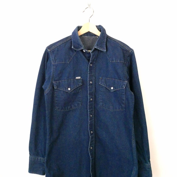 Vintage Carhartt Denim Snap Button Long Sleeve Shirt/Cowboy Shirt