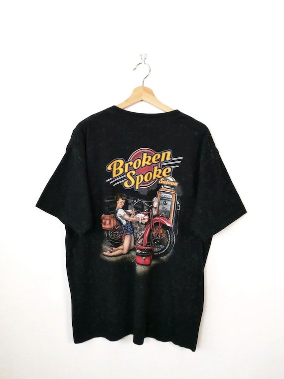 ONEITA Power-T Broken Spoke Saloon Tシャツ Vintage 2000s Broken Spoke Saloon Men's Black Graphic T-shirt - Etsy